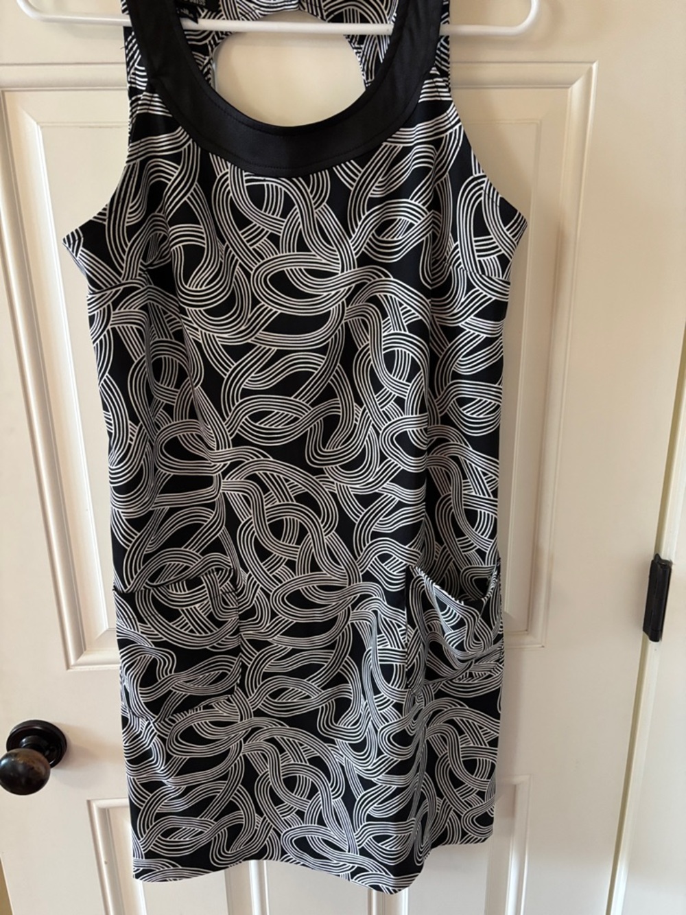 AGB Black Dress with White Swirl Pattern